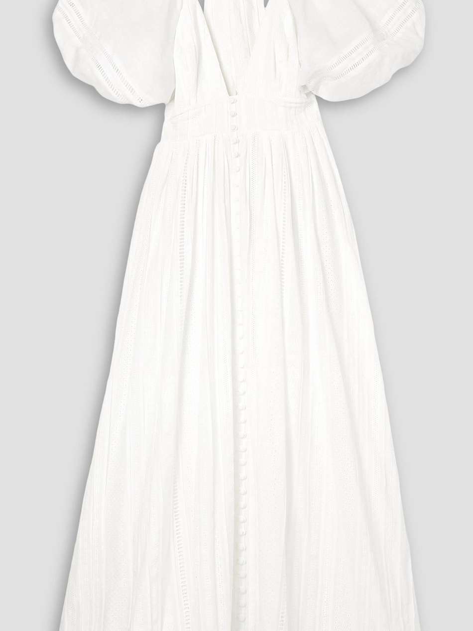 julianna pleated broderie anglaise cotton maxi dress