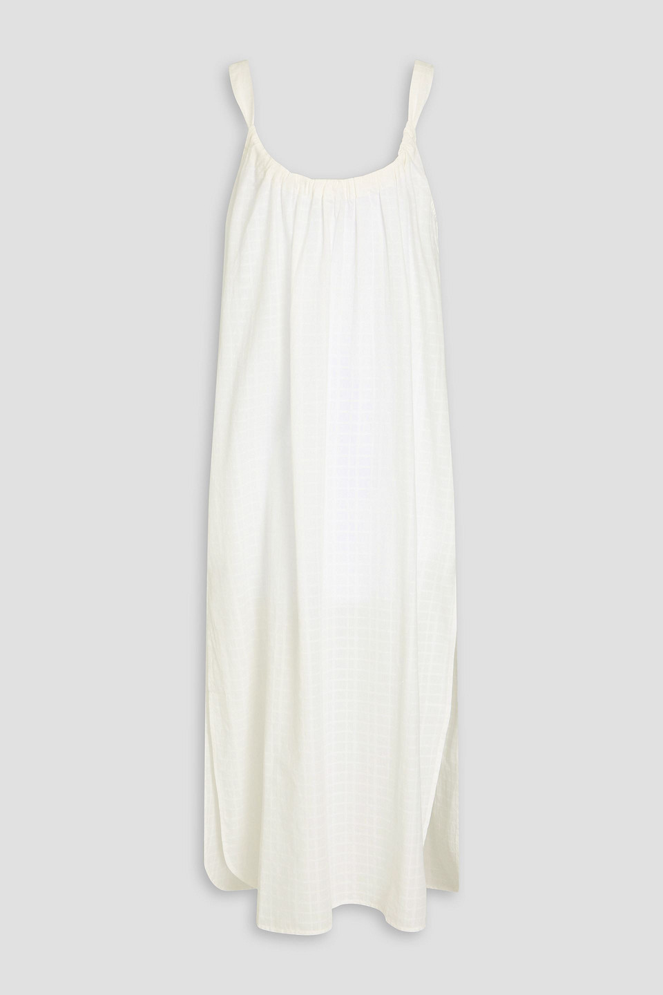 Mara Hoffman Lexi Checked Cotton-jacquard Midi Dress In Off-white