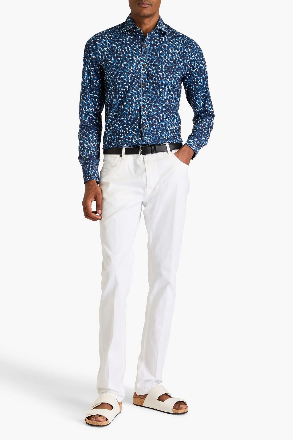 TOD'S Printed cotton-poplin shirt