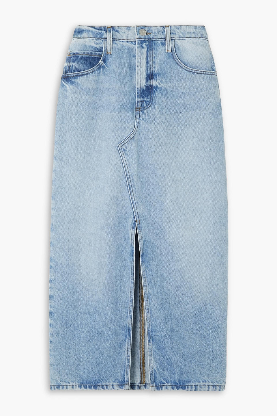 Frame Denim Midi Skirt In Light Denim