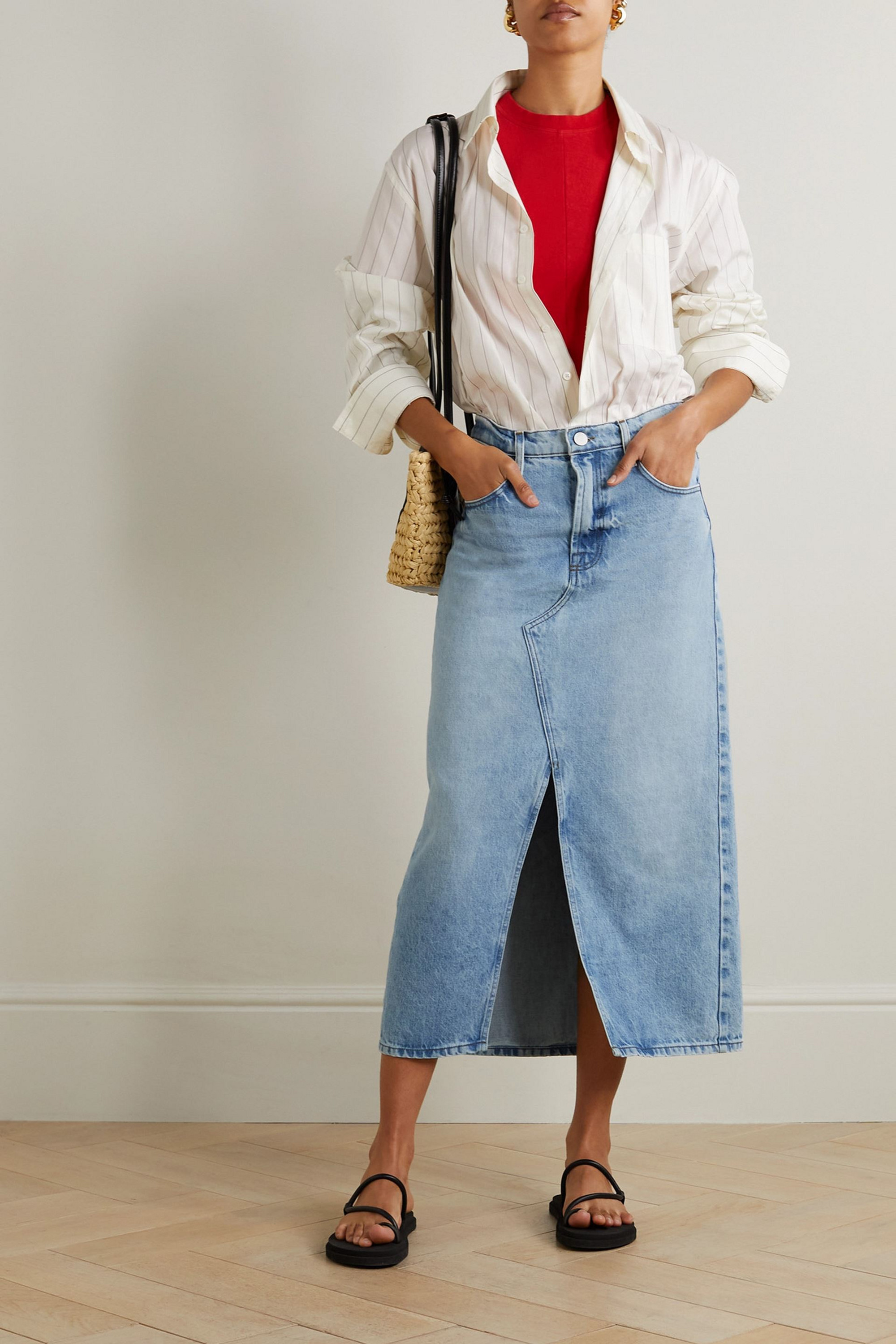 FRAME Denim midi skirt