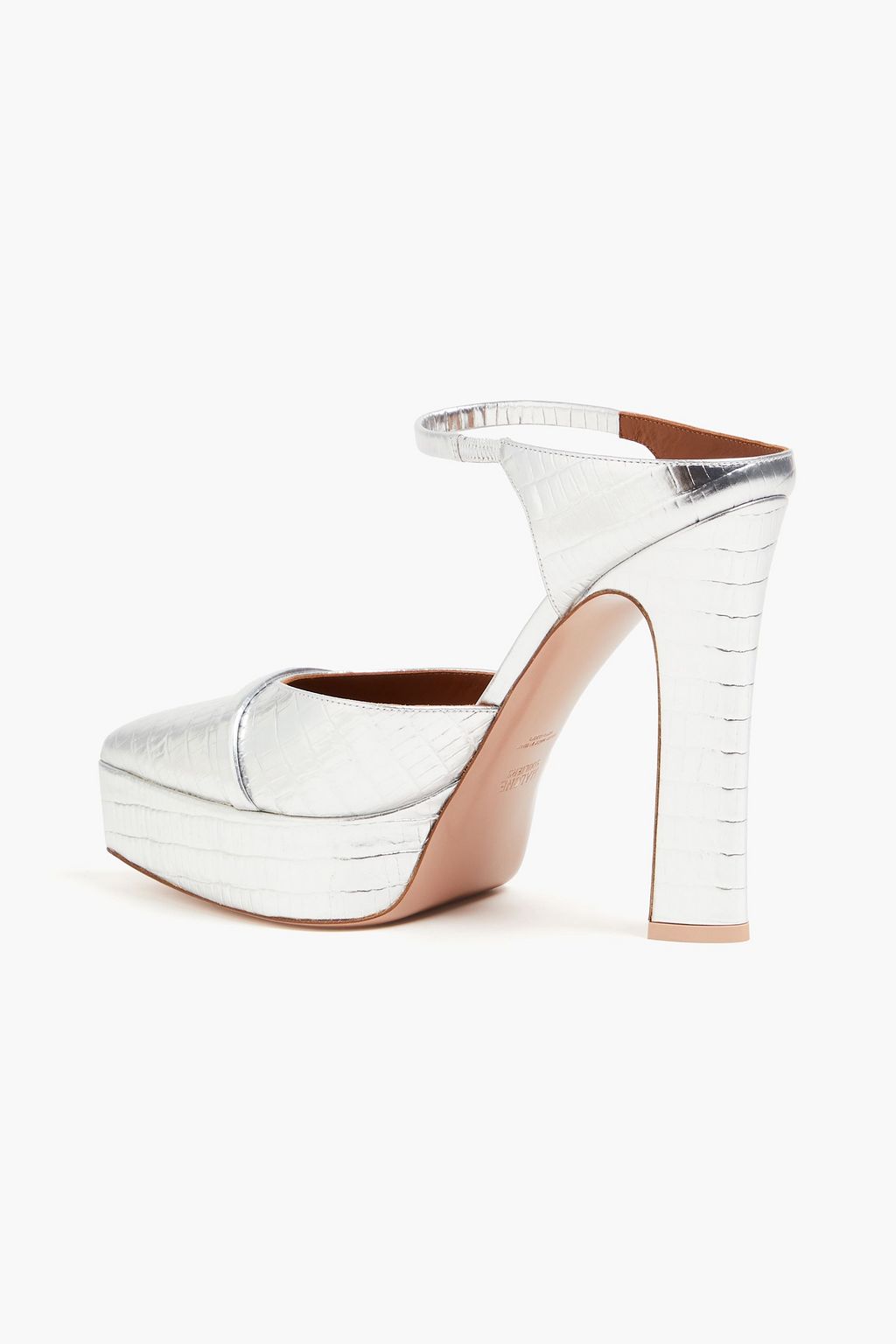 MALONE SOULIERS Uma 125 metallic croc-effect platform mules