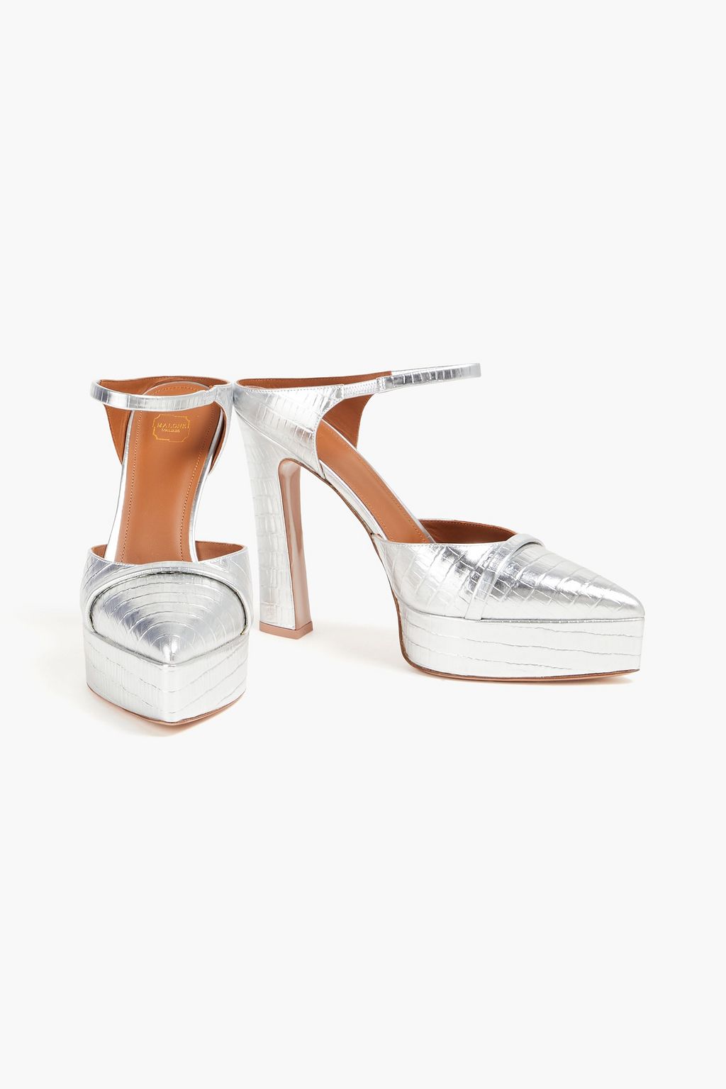 MALONE SOULIERS Uma 125 metallic croc-effect platform mules