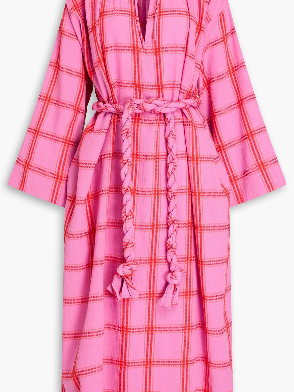 lysa checked cotton-jacquard midi dress