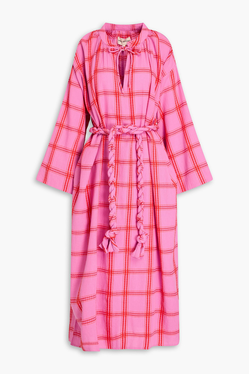 Mara Hoffman Lysa Checked Cotton-jacquard Midi Dress In Pink