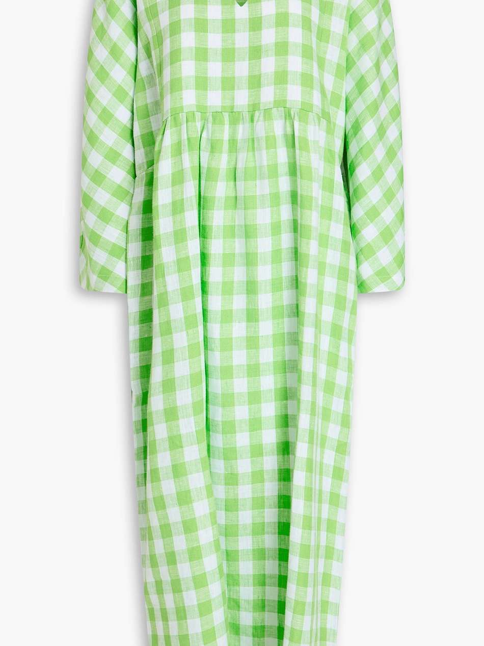 aviva checked hemp midi dress