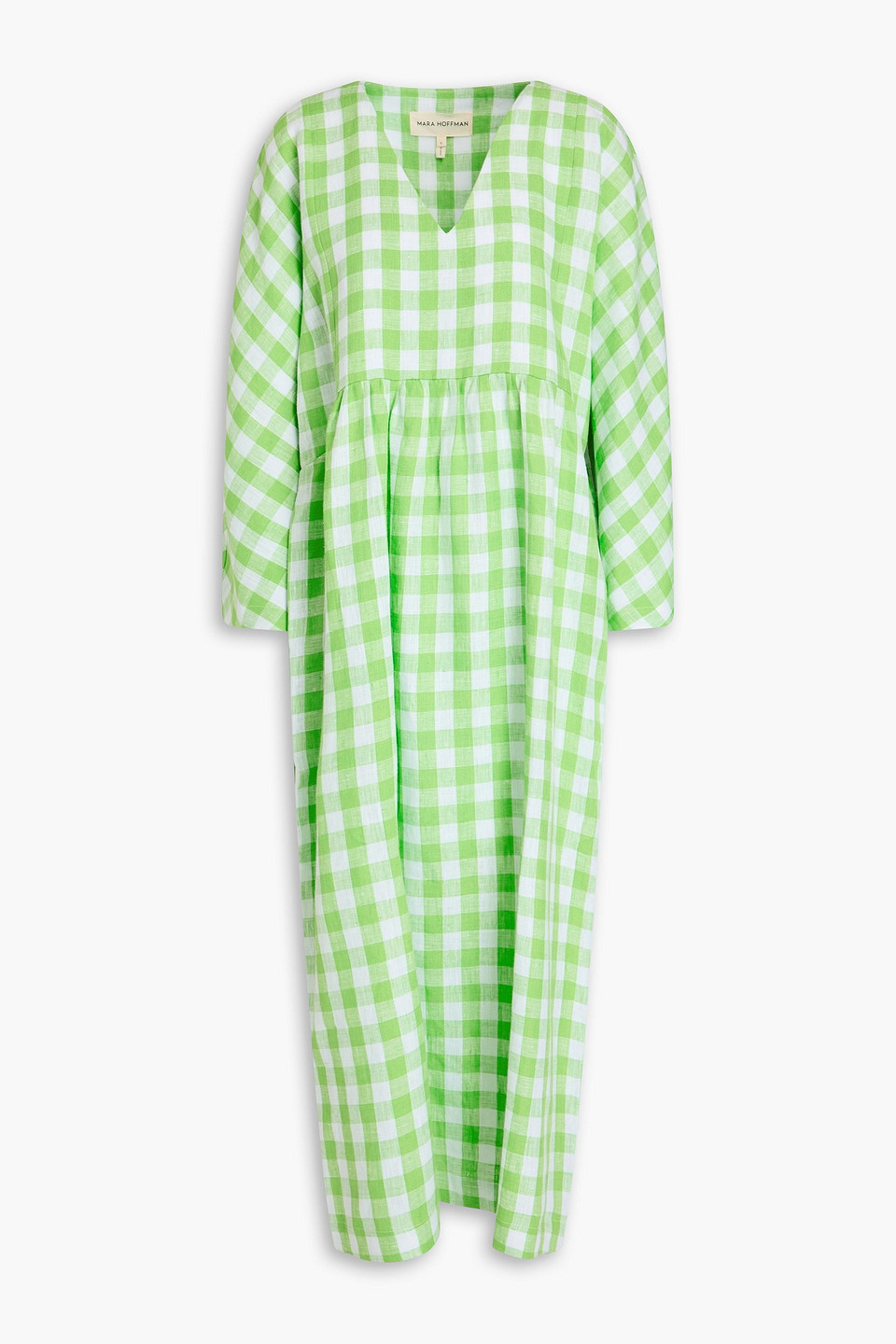 Mara Hoffman Aviva Checked Hemp Midi Dress In Light Green