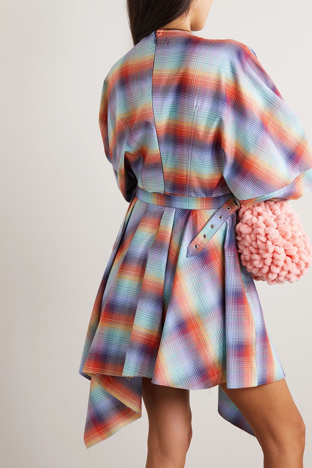 MARQUES' ALMEIDA Asymmetric checked cotton mini dress