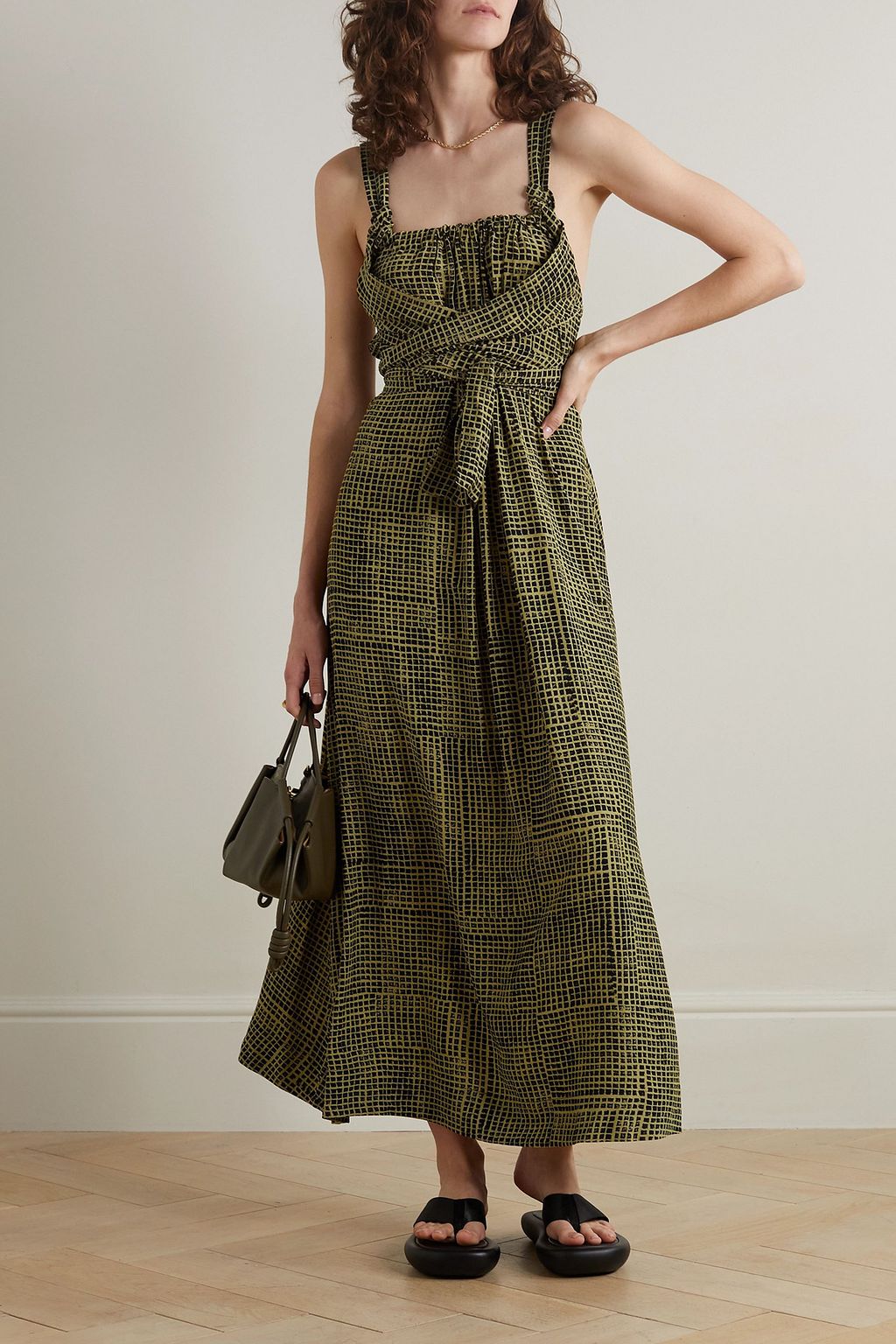 PROENZA SCHOULER PSWL クレープ マキシワンピース プリント入り