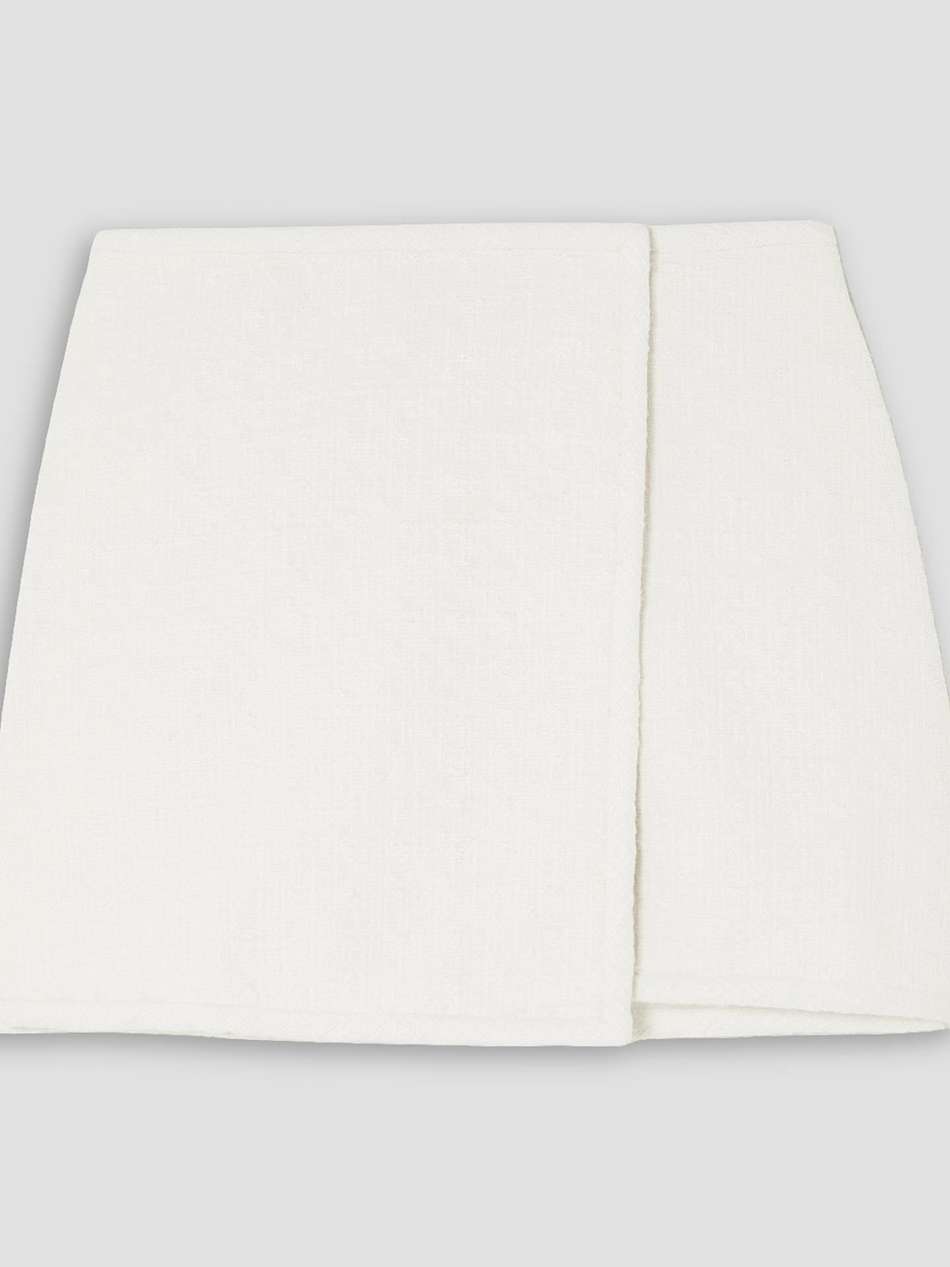 cotton-tweed mini wrap skirt