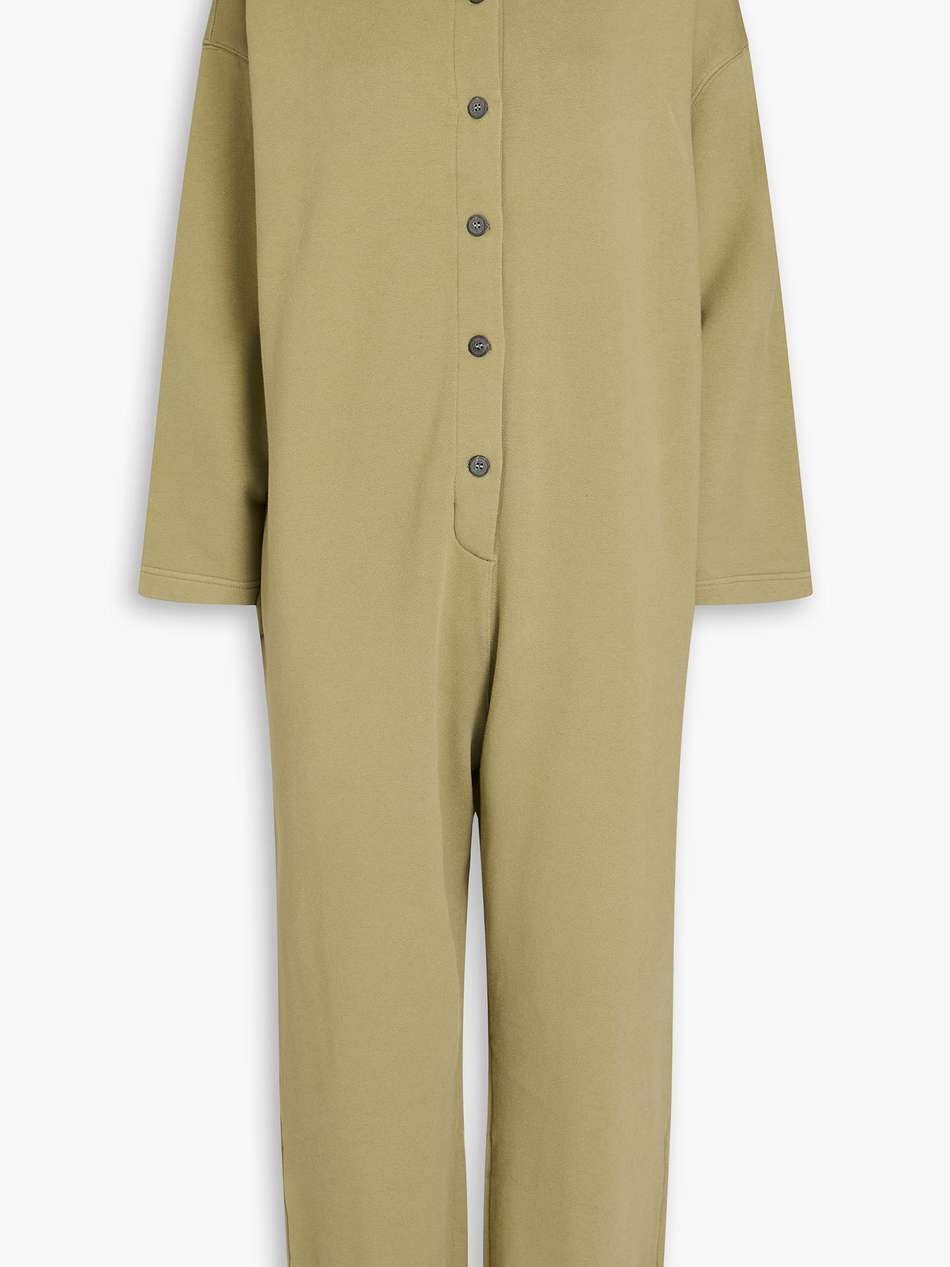 sabina cropped french cotton-blend terry jumpsuit