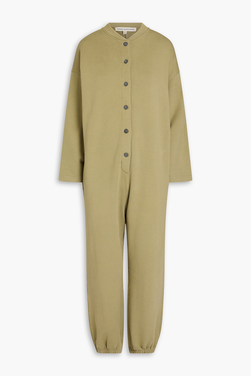 Mara Hoffman Sabina Cropped French Cotton-blend Terry Jumpsuit In Sage Green