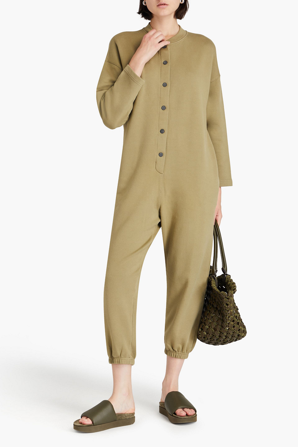 MARA HOFFMAN SABINA CROPPED FRENCH COTTON-BLEND TERRY JUMPSUIT