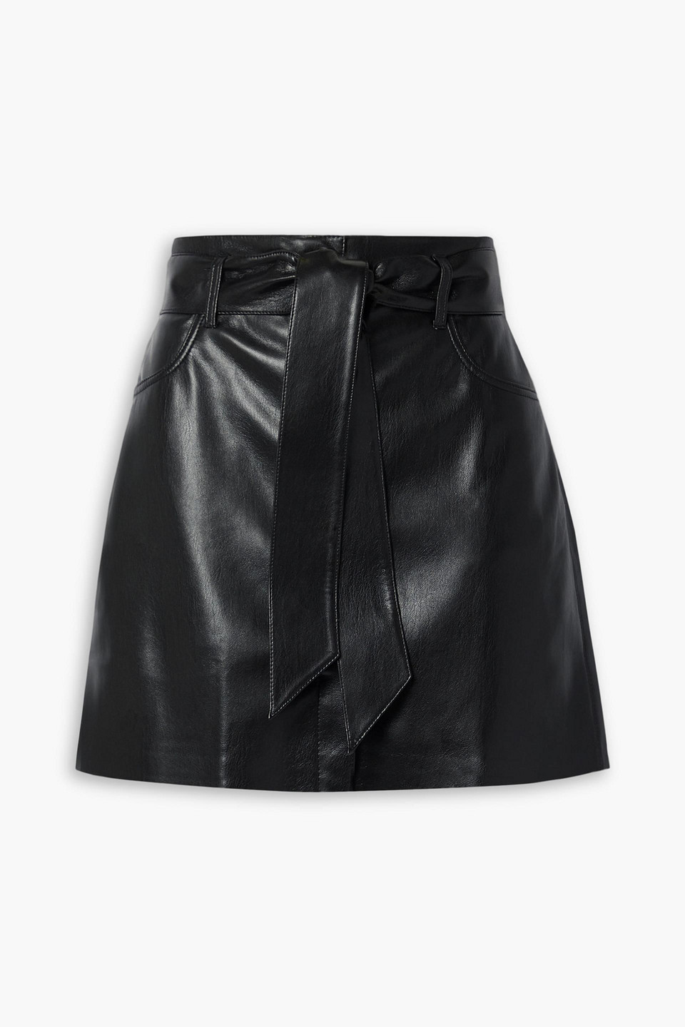 Nanushka Meda Belted Vegan Leather Mini Skirt In Black