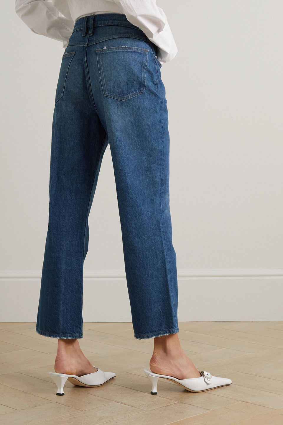Frame Le High N Tight Hoch Sitzende Cropped Bootcut-jeans In Mittelblauer Denim