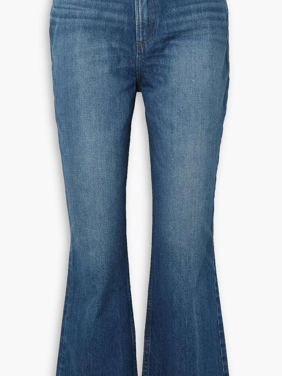 le high 'n' tight cropped distressed high-rise bootcut jeans