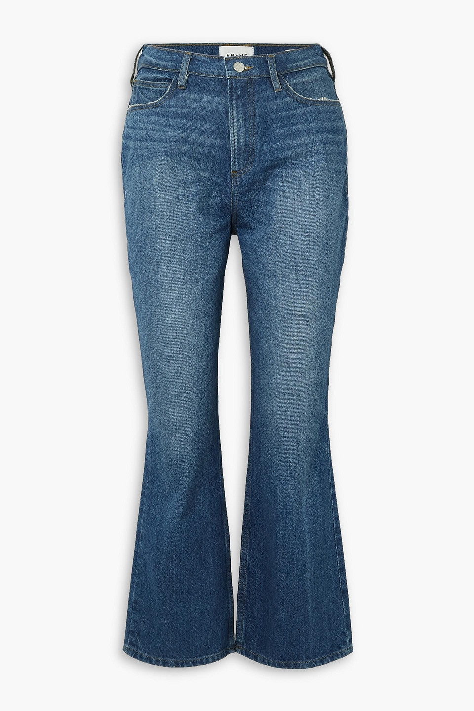 Frame Le High N Tight Hoch Sitzende Cropped Bootcut-jeans In Mittelblauer Denim
