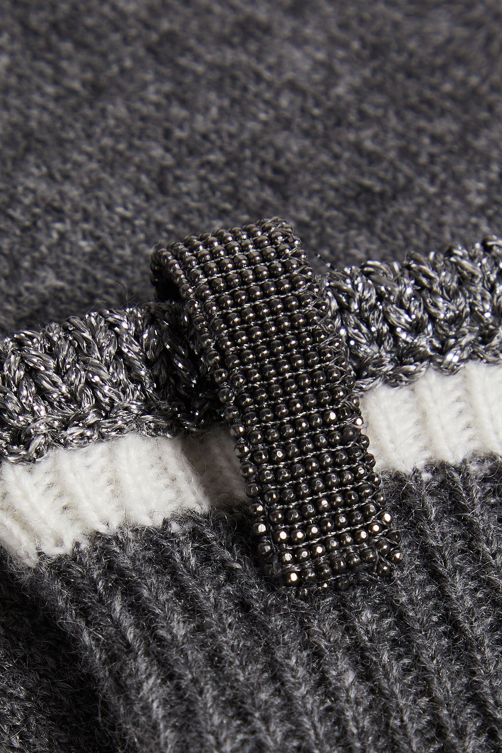 BRUNELLO CUCINELLI Bead-embellished metallic cashmere gloves