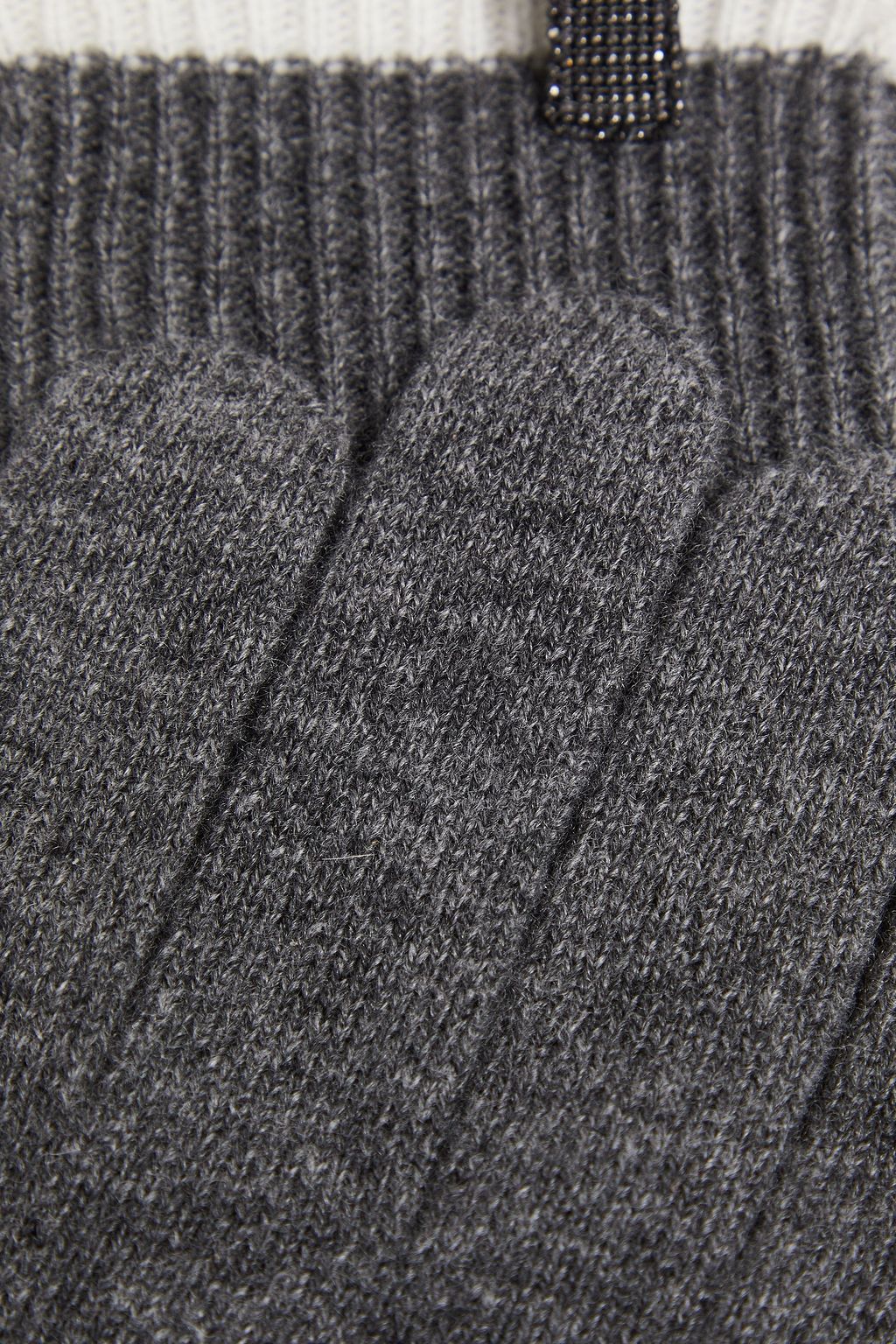 BRUNELLO CUCINELLI Bead-embellished metallic cashmere gloves