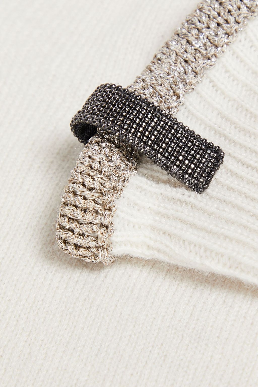 BRUNELLO CUCINELLI Bead-embellished metallic cashmere gloves