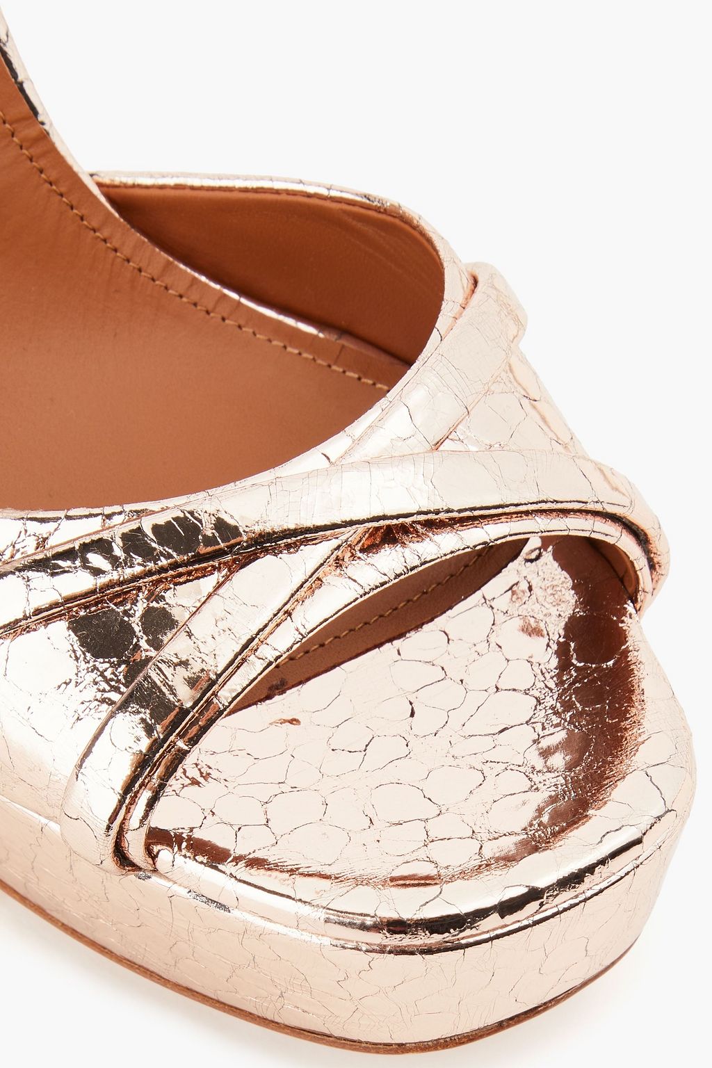 MALONE SOULIERS 키튼 125 메탈릭 크랙 가죽 플랫폼 샌들