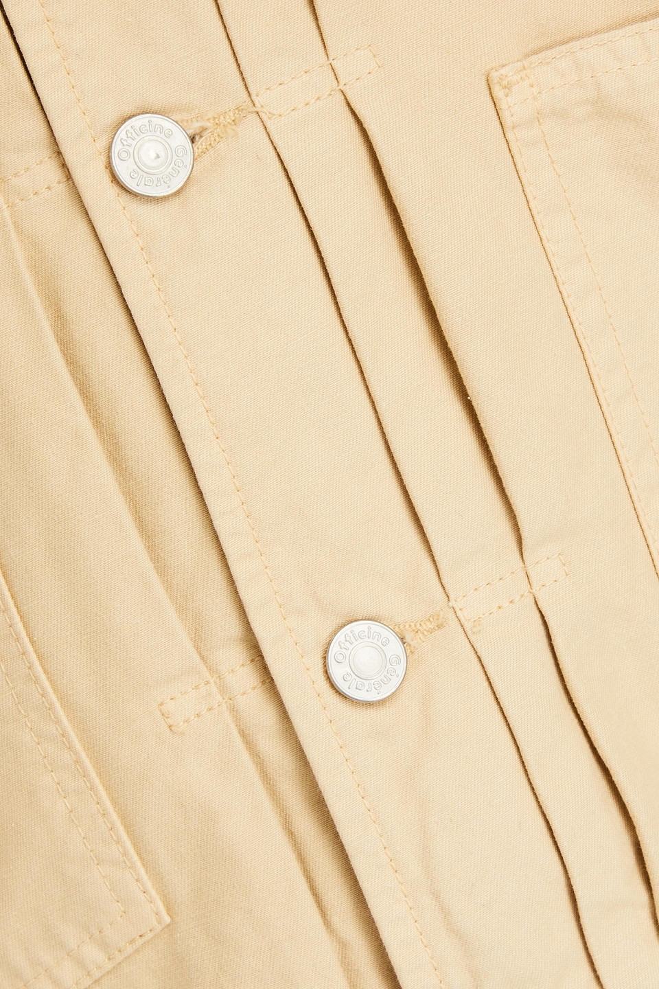 Shop Officine Generale Pleated Cotton-twill Jacket In Beige
