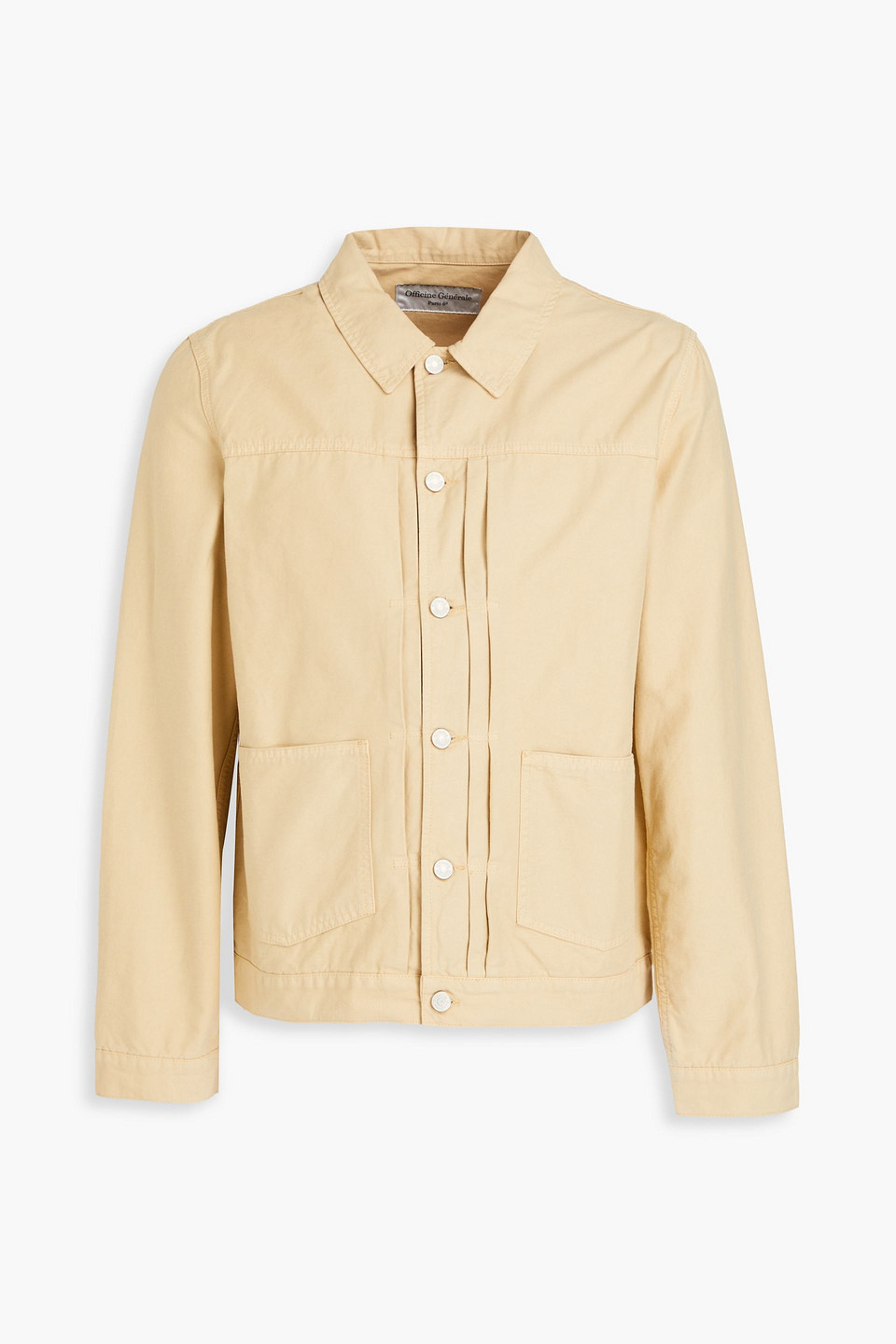 Officine Generale Pleated Cotton-twill Jacket In Beige