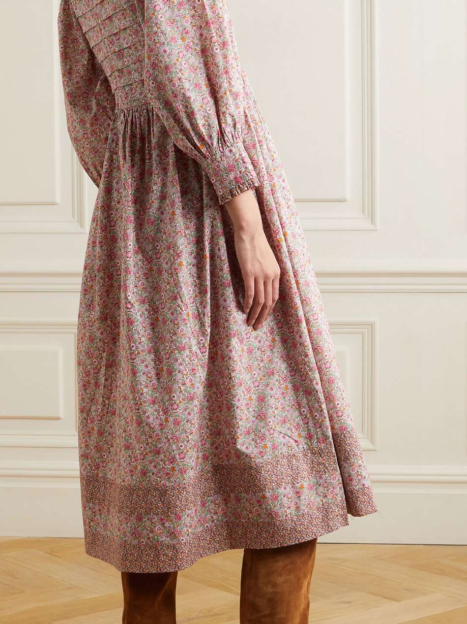 willa pintucked floral-print cotton dress