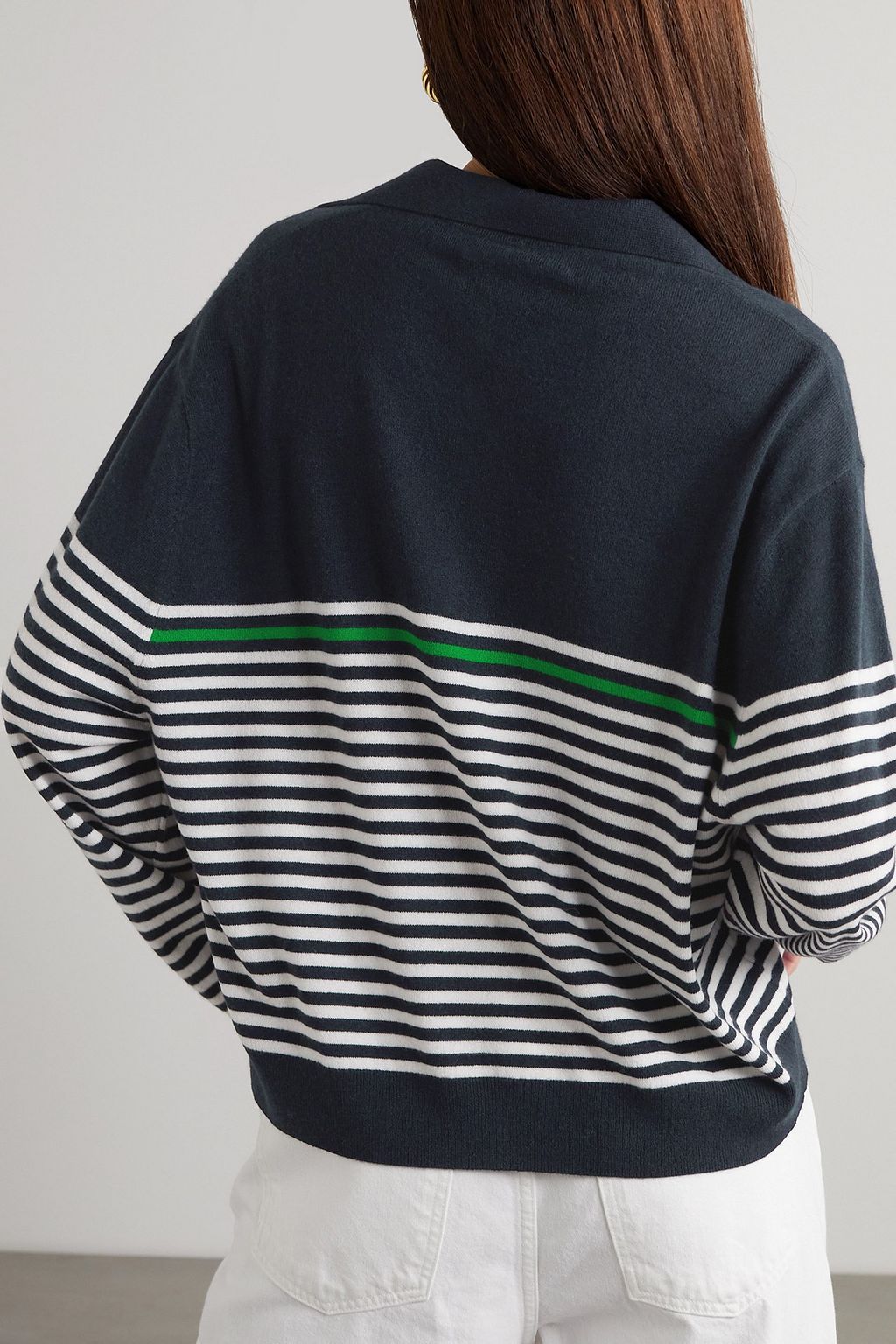 ARCH4 Lima striped cashmere polo top