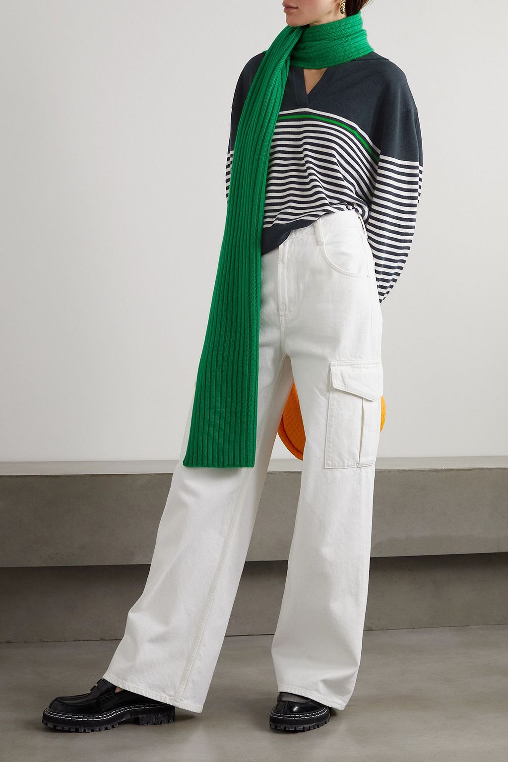 ARCH4 Lima striped cashmere polo top