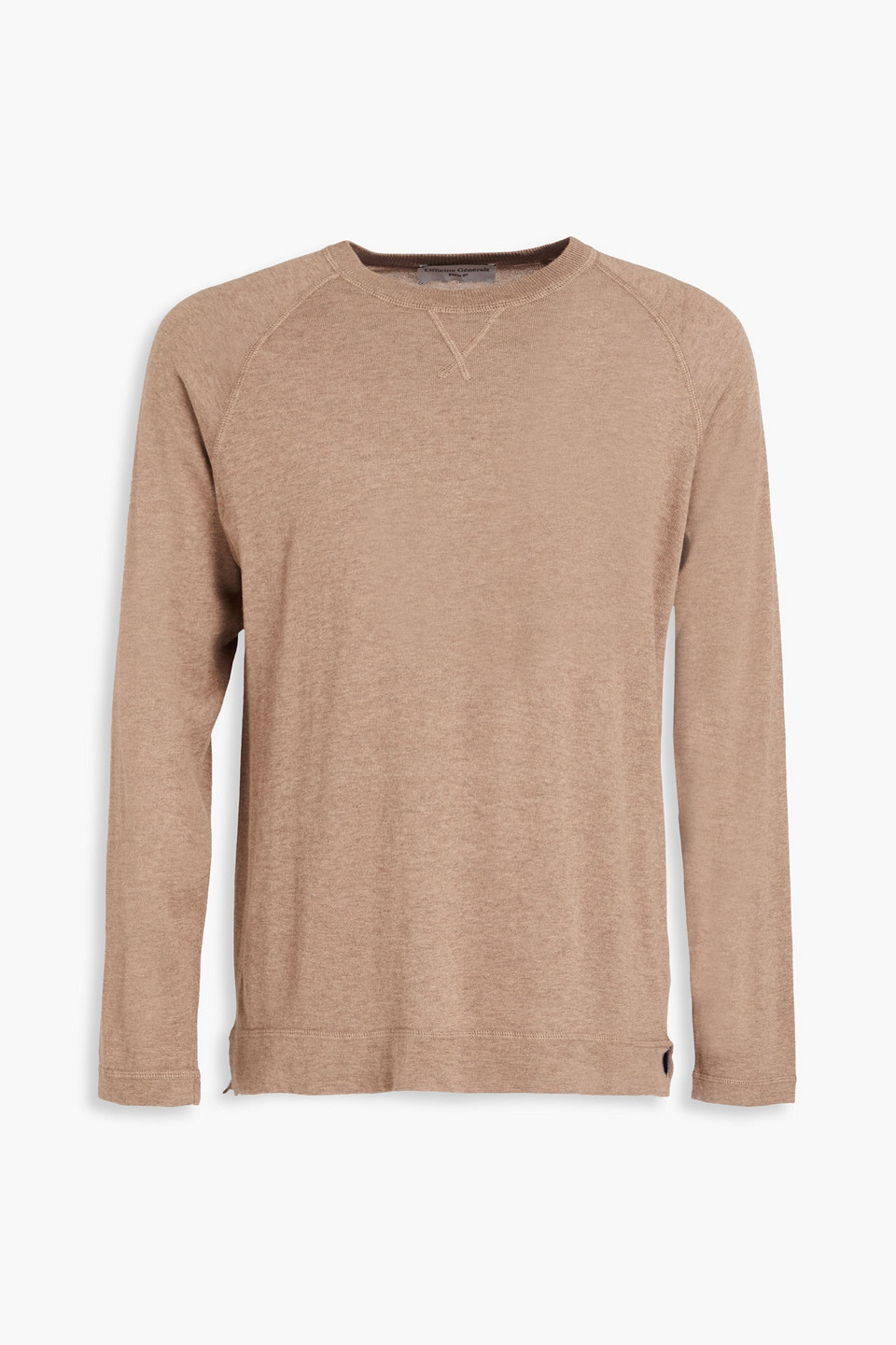 Officine Generale Mélange Cotton And Lyocell-blend Sweater In Taupe