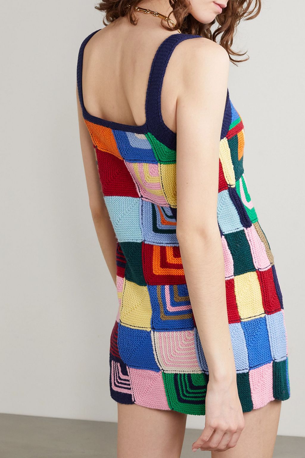 RE/DONE Patchwork crochet-knit mini dress