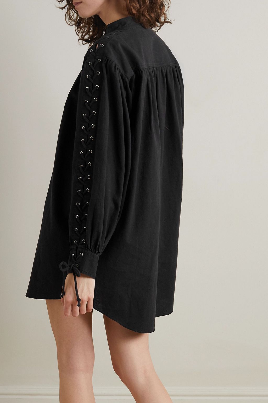 RE/DONE Pirate lace-up linen and cotton-blend mini dress
