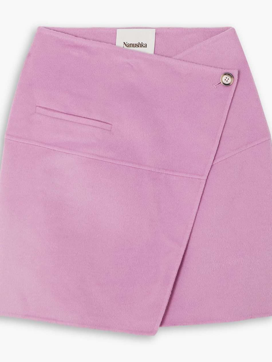 kyla wool and silk-blend mini wrap skirt