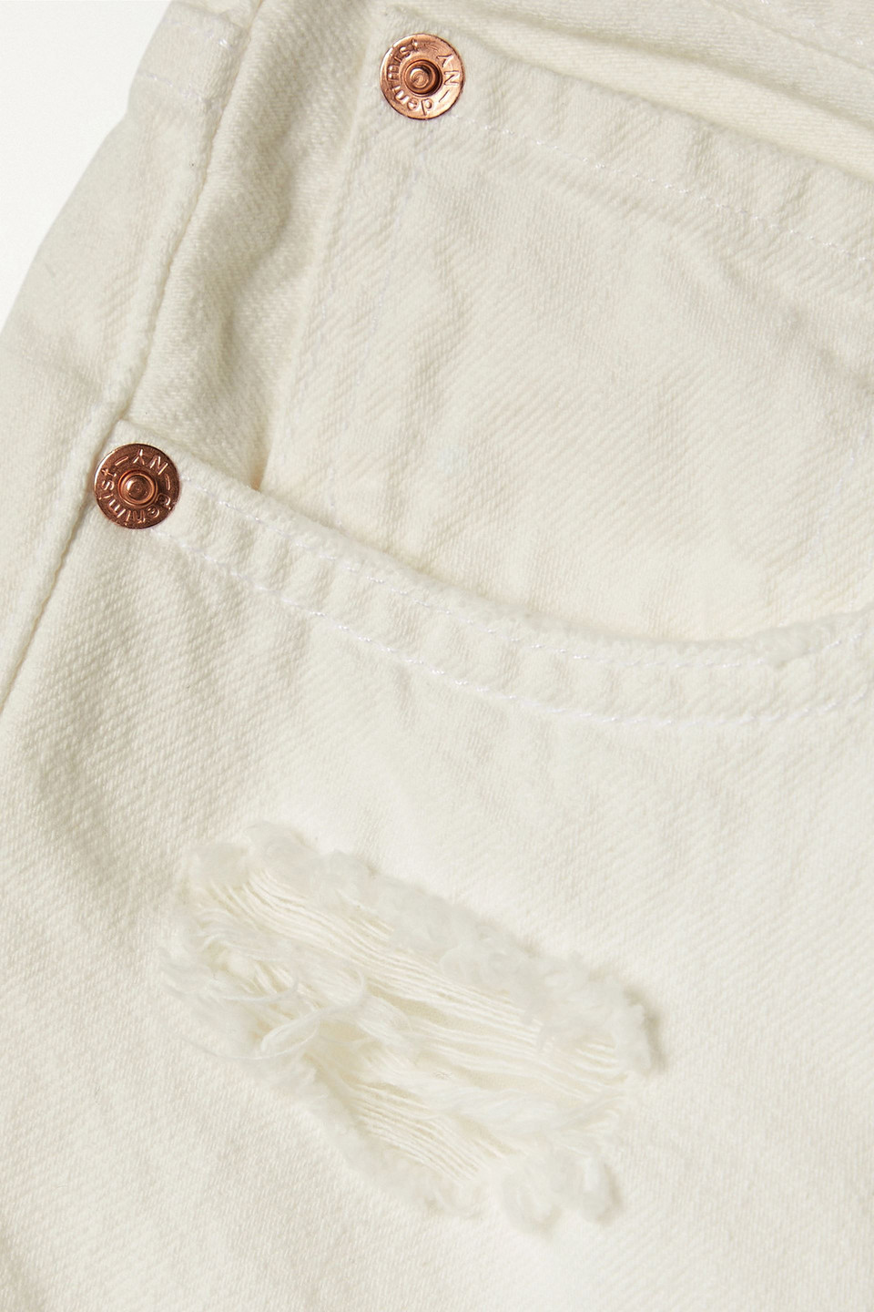 Denimist Nic Jeansshorts In Distressed-optik In Elfenbein