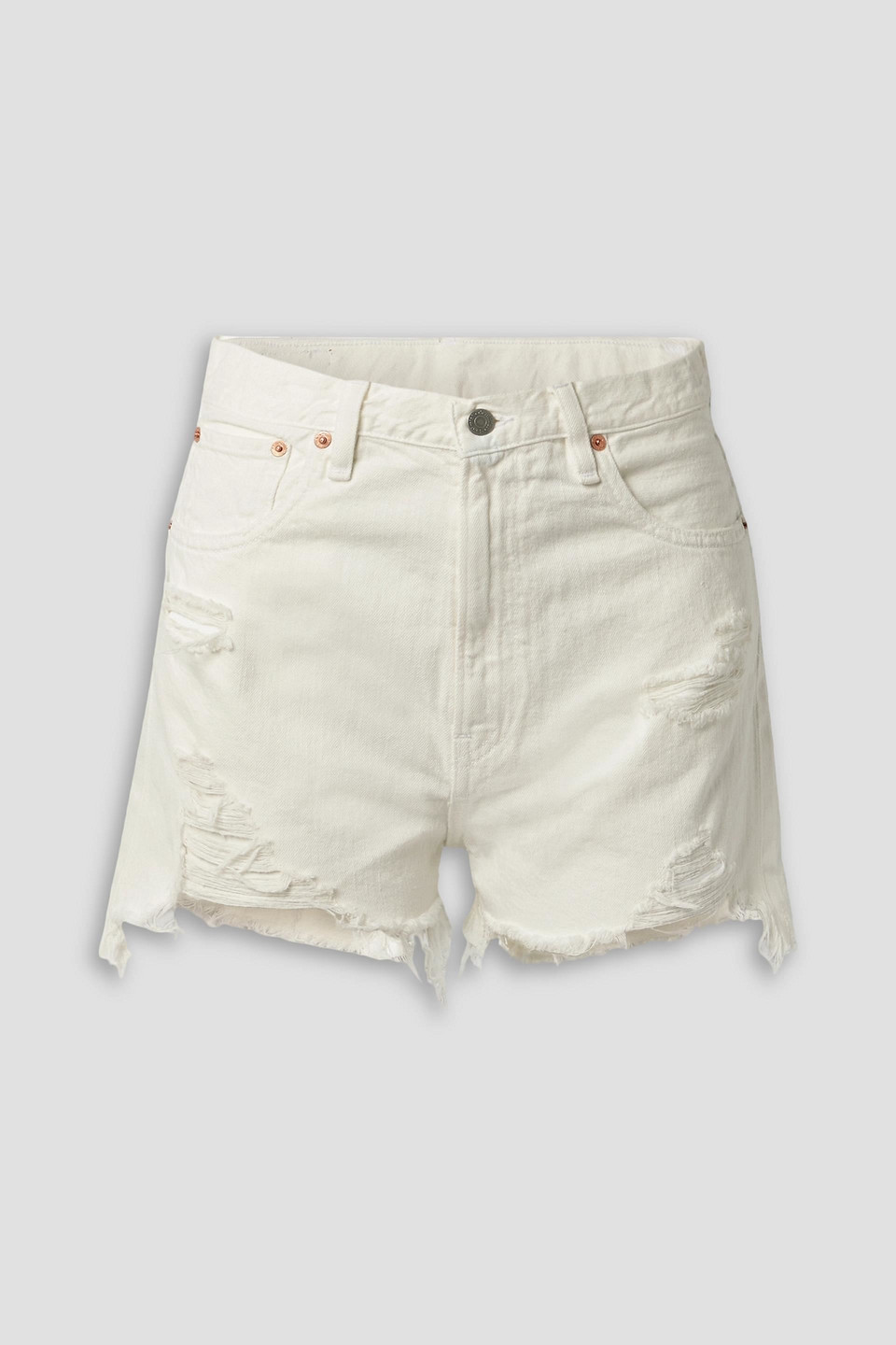 Denimist Nic Jeansshorts In Distressed-optik In Elfenbein
