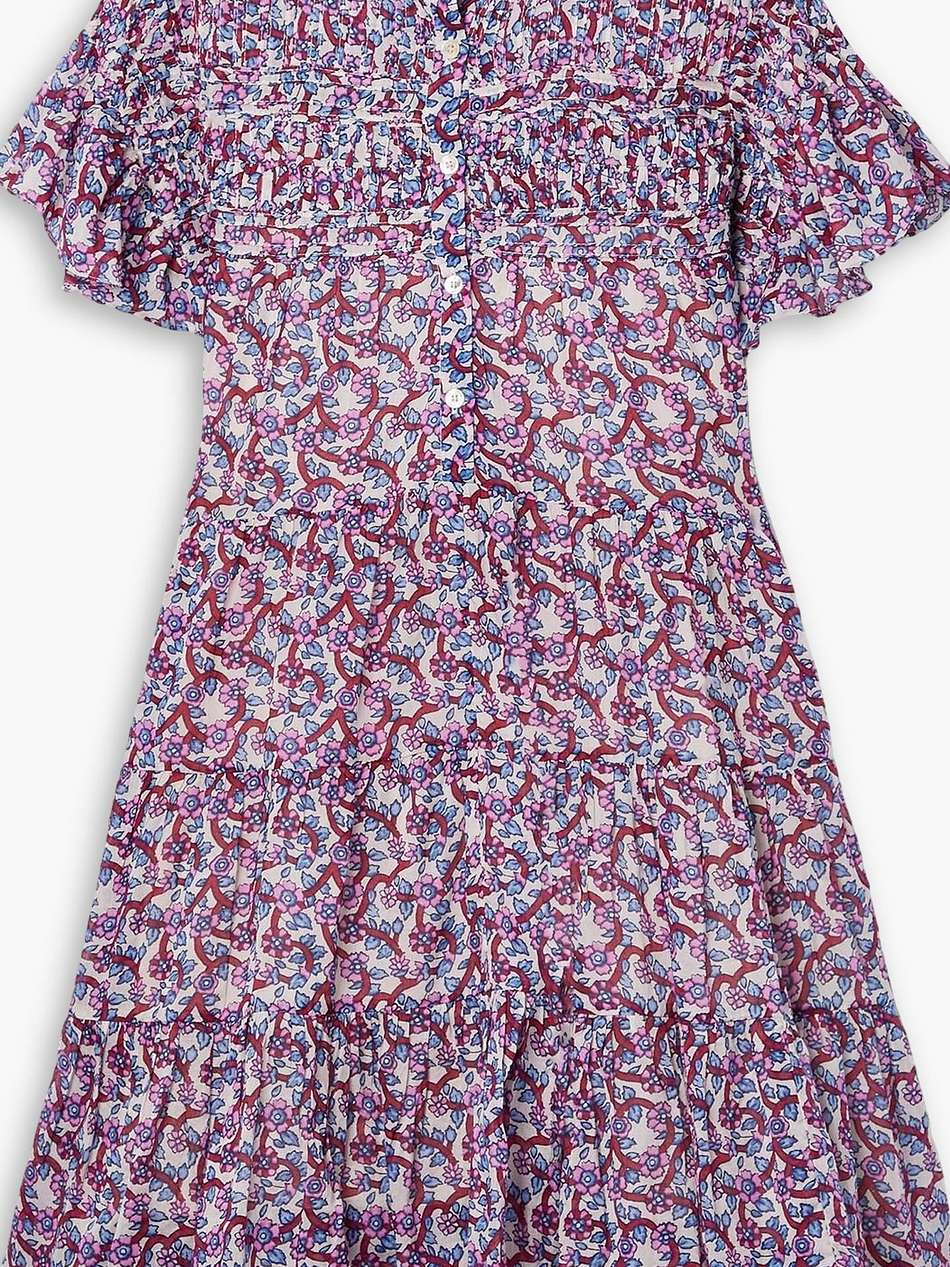 lanikaye ruffled tiered floral-print cotton-voile mini dress