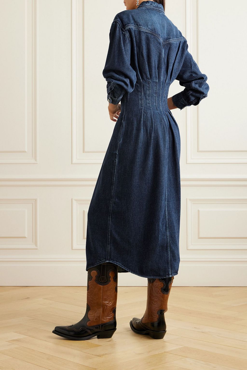 MARANT ÉTOILE Tomia pleated TENCEL™ Lyocell-denim shirt dress