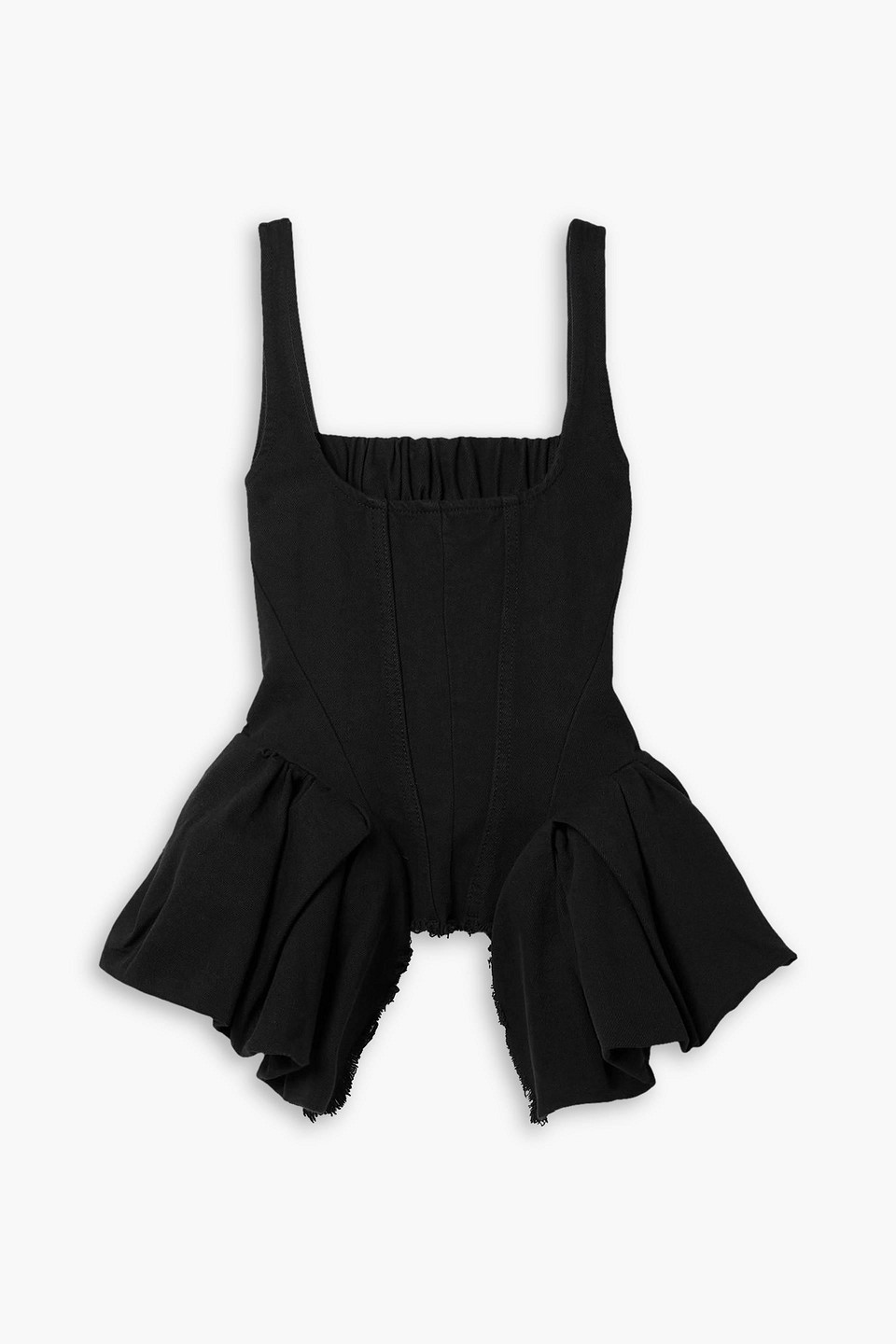marques' almeida - ruffled denim peplum top - black - uk/au 6