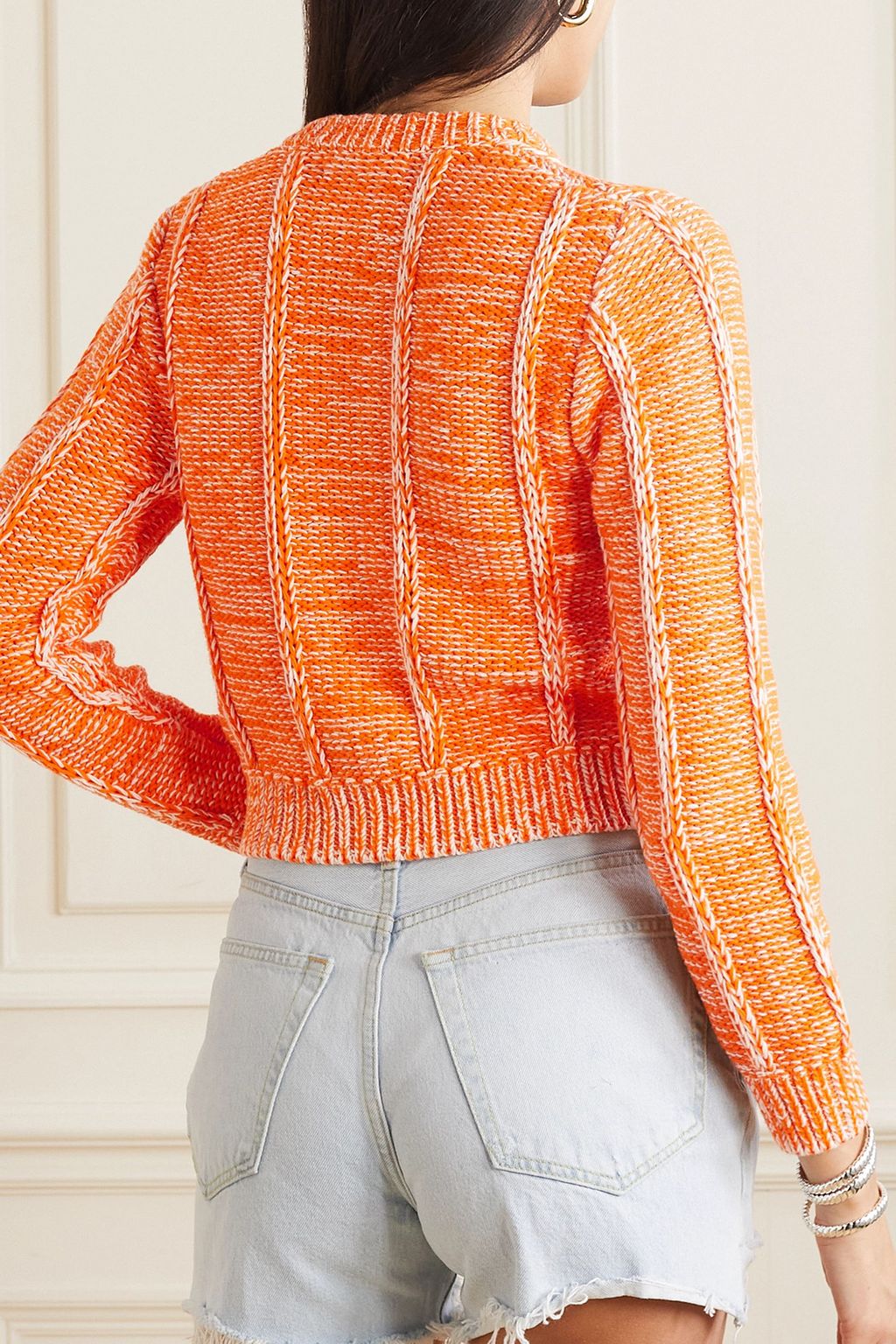 RE/DONE كارديغان من القطن بتصميم مضلّع وبلونين
