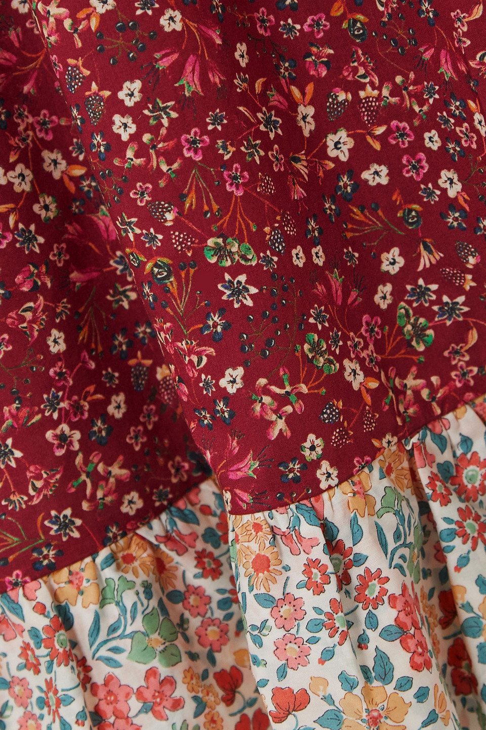 O PIONEERS CLARA RUFFLED FLORAL-PRINT COTTON-POPLIN MIDI DRESS