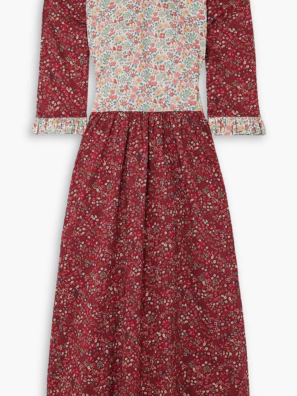 clara ruffled floral-print cotton-poplin midi dress