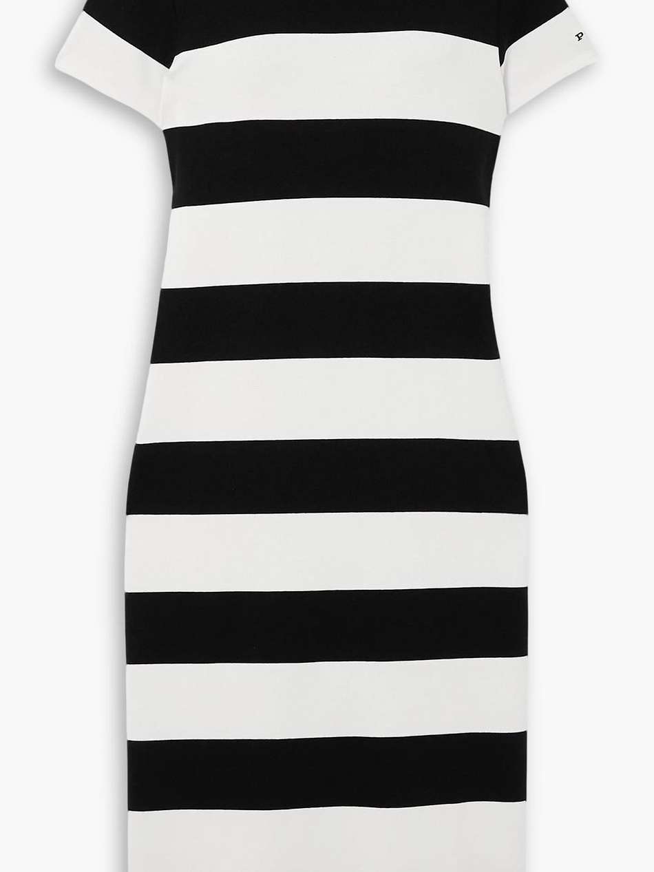 striped stretch-modal and cotton-blend midi dress