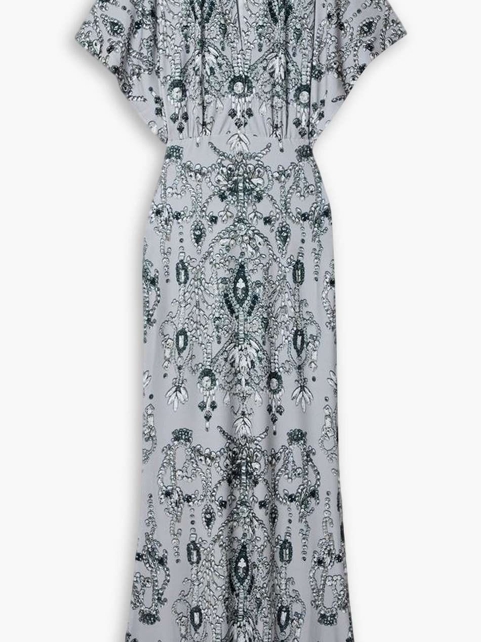 printed stretch-jersey gown