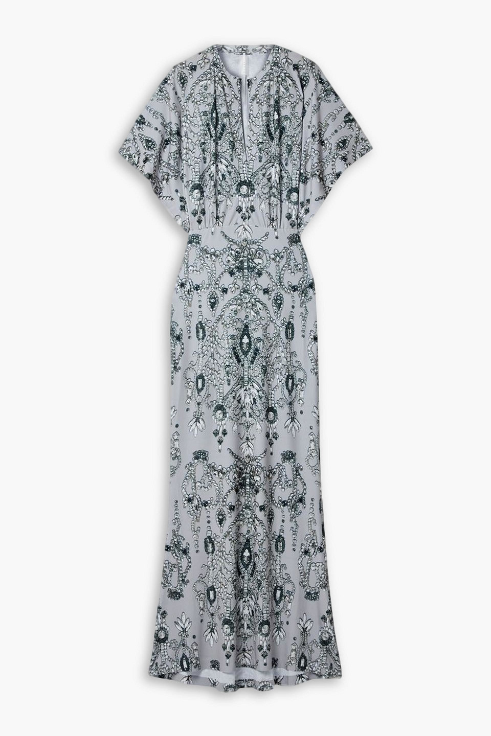 Printed stretch-jersey gown