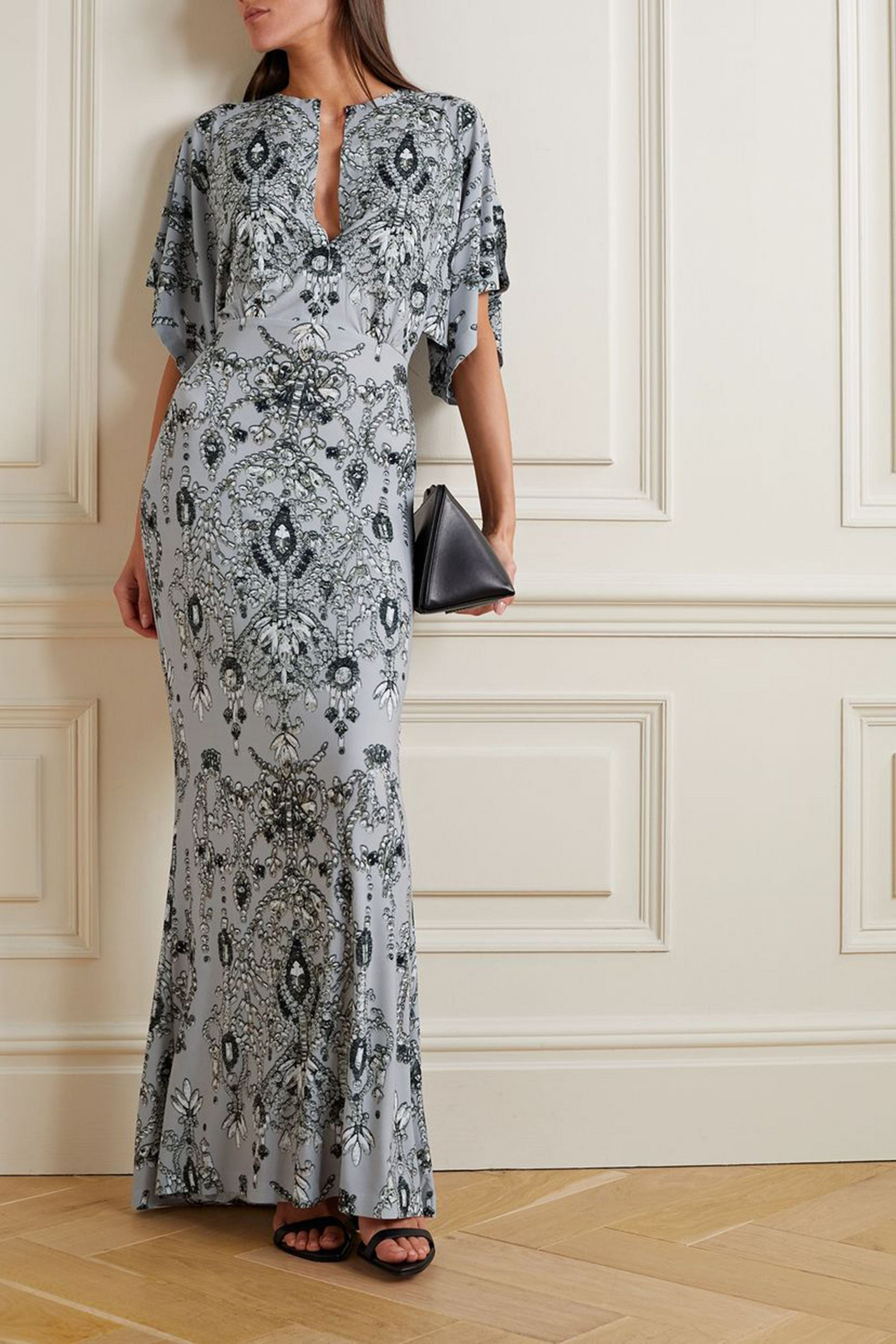 Norma Kamali Printed stretch-jersey gown