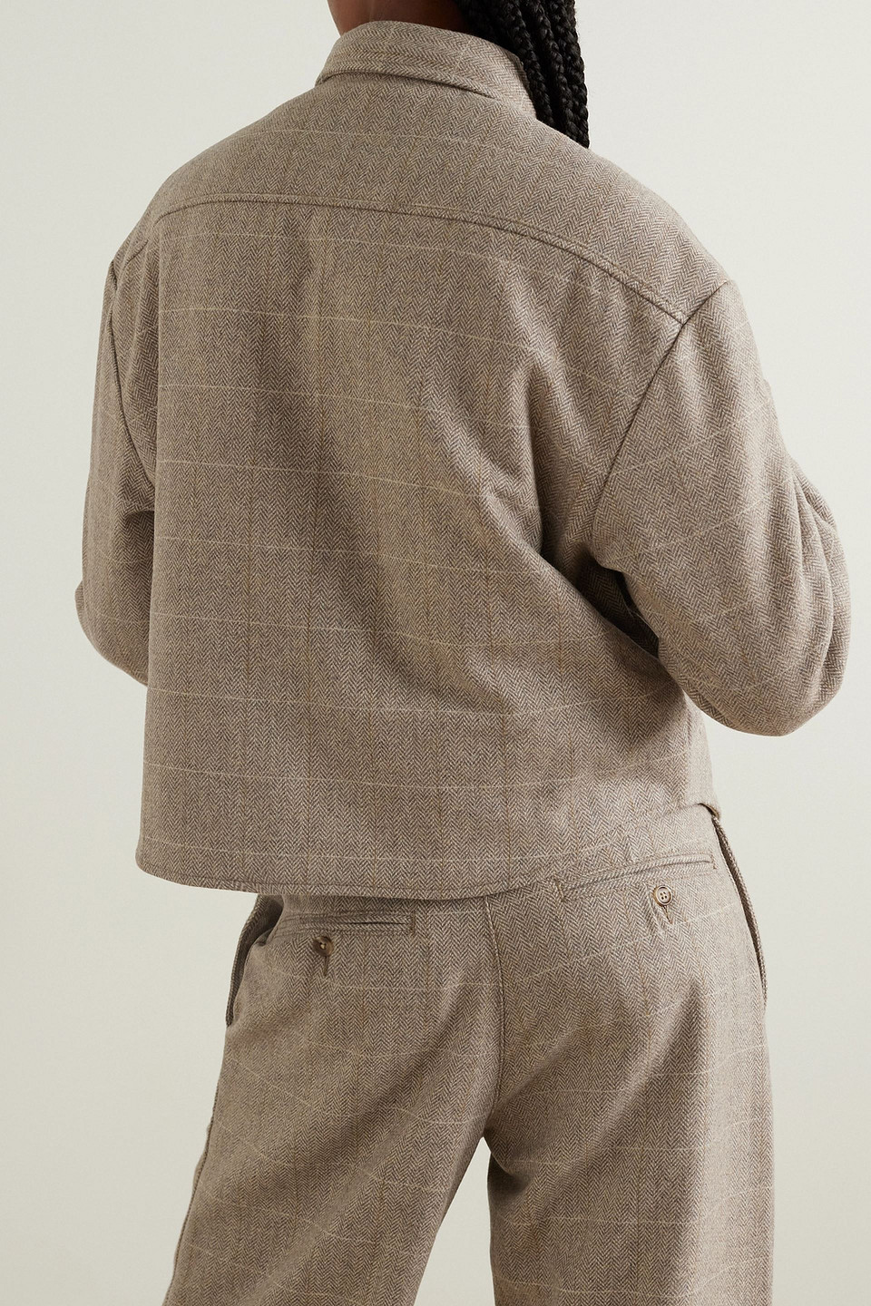 DENIMIST CROPPED PRINTED WOOL-BLEND JACKET