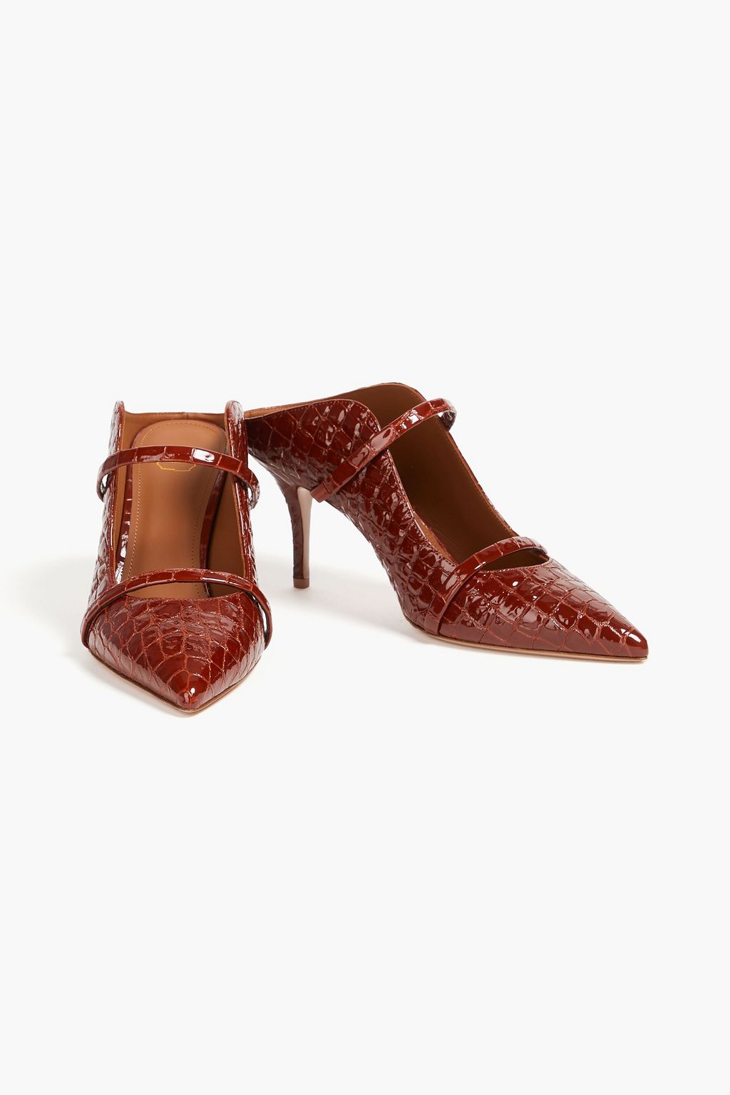 MALONE SOULIERS Maureen 70 croc-effect patent-leather mules