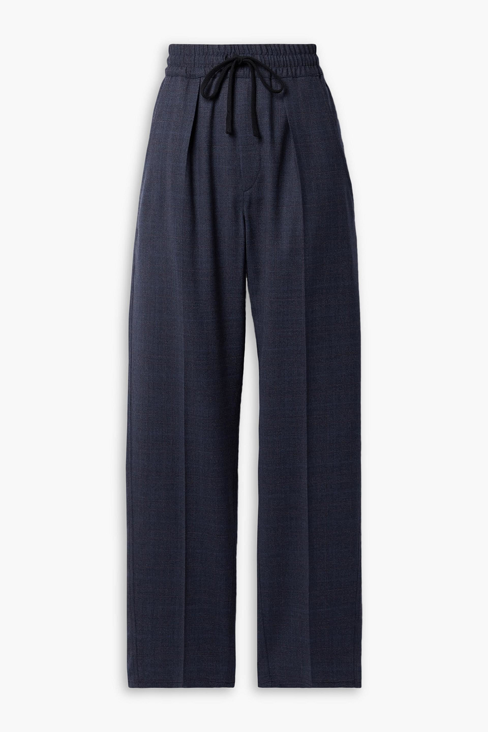 Isabel Marant Étoile Priska Pleated Prince Of Wales Checked Wool-blend Pants In Navy