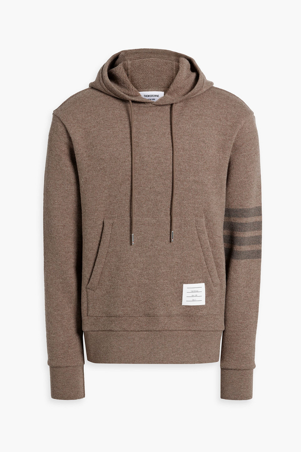 Thom Browne Men's Jersey 4-bar Knit Hoodie In Brown